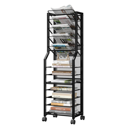 Simple Trending 12 Tier Rolling File Cart, Desk File Organizer with Sliding Trays and Metal Mesh Paper Letter Storage Multi Functional Rolling Clutter Cart for Office, Home, School, Black