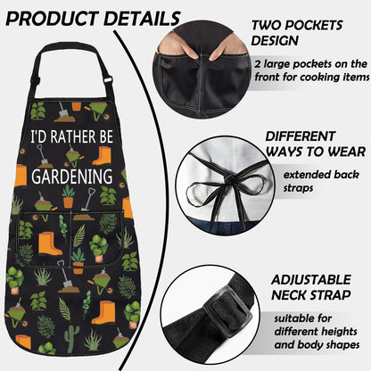 Gzrlyf Garden Apron Gardening Gift Plant Lover Gifts For Mom Grandma Gardener Aprons With Pocket I'd Rather Be Gardening (gardening apron)