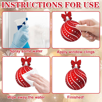 Red Merry Christmas Window Clings 6 Sheets, Happy Holiday Winter Snowflake Window Decals Stickers for Home Xmas Party Decorations Supplies, Reusable Happy New Year Cling for Windows (Xmas)