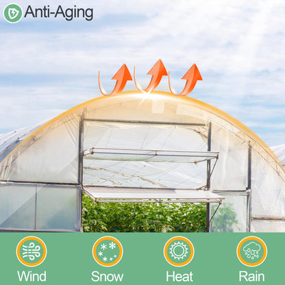 12 x 26 FT Clear Greenhouse Plastic Sheeting, 6 Mil Polyethylene Film Heavy Duty, Water Sun Frost Wind Dust Resistant Winter Hoop House Toughness Plastic Cover for Farming, Gardening, Agriculture, DIY
