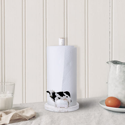 Yetene Cow Paper Towel Holder Wooden Farmhouse Paper Towel Holder Countertop Cow Kitchen Accessories Farm Bathroom Table Decor Gifts