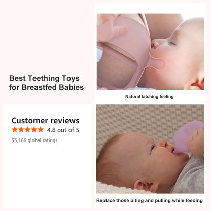 Smily Mia 2pack Penguin Teether for Babies 0-6Month, Infant Teething Toys,Pacifiers for Breastfed Babies, Silicone Teething Mittens for 3-6Months, Perfect Shower Gift+Baby Registry, Pink&Purple