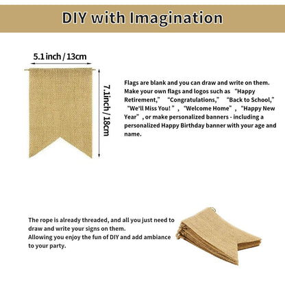30pcs Burlap DIY Brown Banner Set– Includes Letter & Heart Stencils, Personalized Banner for Handwriting Custom Signs for Birthday, Wedding Holiday Decor (5.1x7.1 inch)