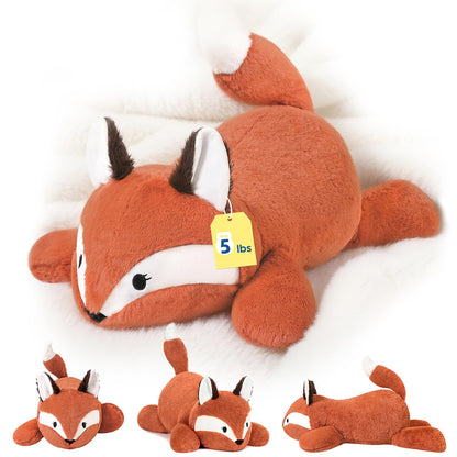 PEACH CAT 25.6 inch 5 lbs Fox Weighted Stuffed Animals Large Weighted Plush Soft Plushies Toys Body Pillow Gifts for Kids Adults