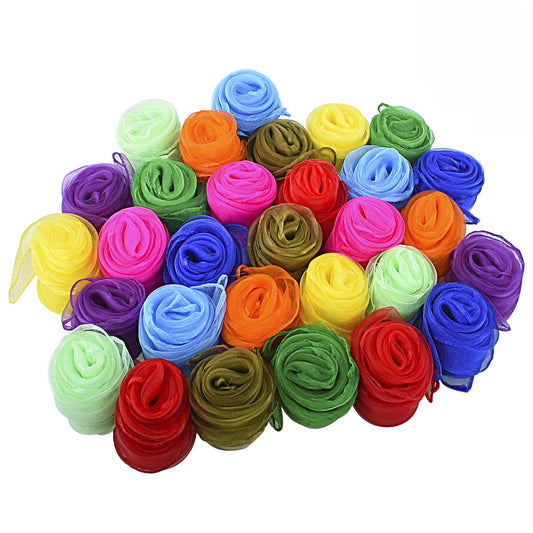 Blovec 30 Pcs Sensory Scarves, Juggling Scarves for Kids, Square Dance Scarf Magic Movement Scarves Performance Props Accessories 24 by 24 Inch in 10 Colors