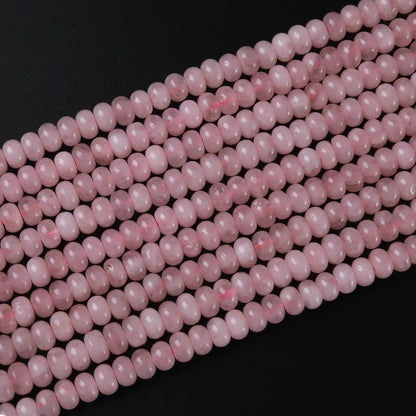 5x8mm 76pcs Natural Stone Rose Quartz Crystal Rondelle Spacer Loose Beads Abacus Disk Stone Round Loose Gemstone Beads for Jewelry Making DIY Bracelet Necklace