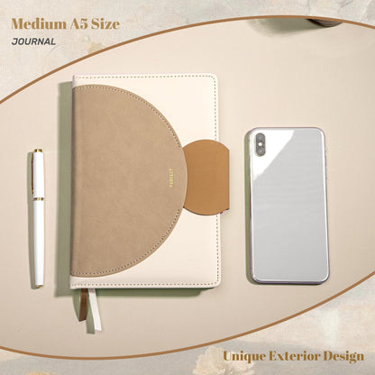 CAGIE Lined Journal for Women, 100GSM Leather Journals for Writing with Buckle Closure,A5 Hardcover Diary Journaling Notebooks for Business Work School Note Taking 5.9" x8.5 (Brown)