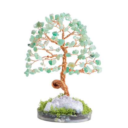 Dreamocean Green Aventurine Crystal Tree Gemstone Tree Crystal Bonsai Money Tree of Life for Positive Energy, Money, Good Luck Chirstmas Birthday Gifts for Sister（Green）