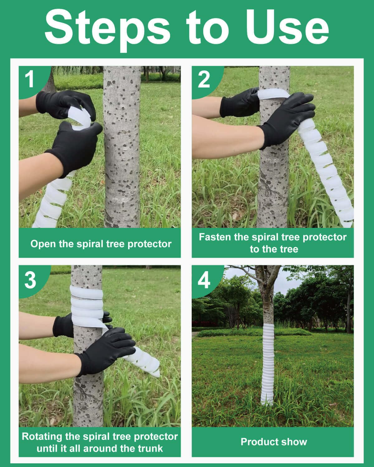 8 Pcs Tree Trunk Protector - Two Sizes Spiral Tree Guard with Free Cut-Resistant Gloves, Plastic Tree Bark Protector for Saplings/Fruit Trees, Anti-Deer/Squirrel/Animal Tree Protection for Garden Yard