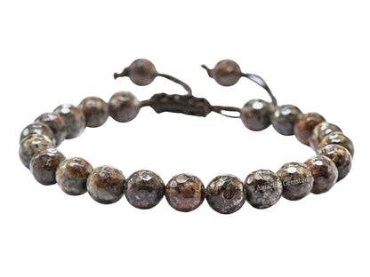 Amazing Gemstone Brown Snowflake Obsidian Bracelet for Women - Chakra Mens Bracelet Protection Crystals and Healing Stones - Blessing Bracelet Spiritual Meditation Gift Christmas