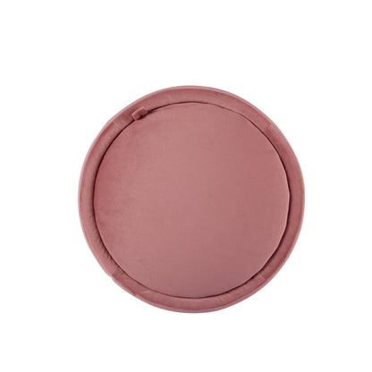 Spatial Order Storage Round Ottoman with Removable Lid (with Hidden Storage) | Spatial Order Home Décor | Upholstered Round Velvet Ottoman – Blush Pink Velvet