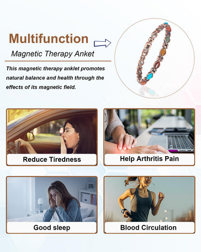 EnerMagiX Copper Bracelets for Women, Pure Copper Adjustable Magnetic Jewelry Bracelet（0166A）