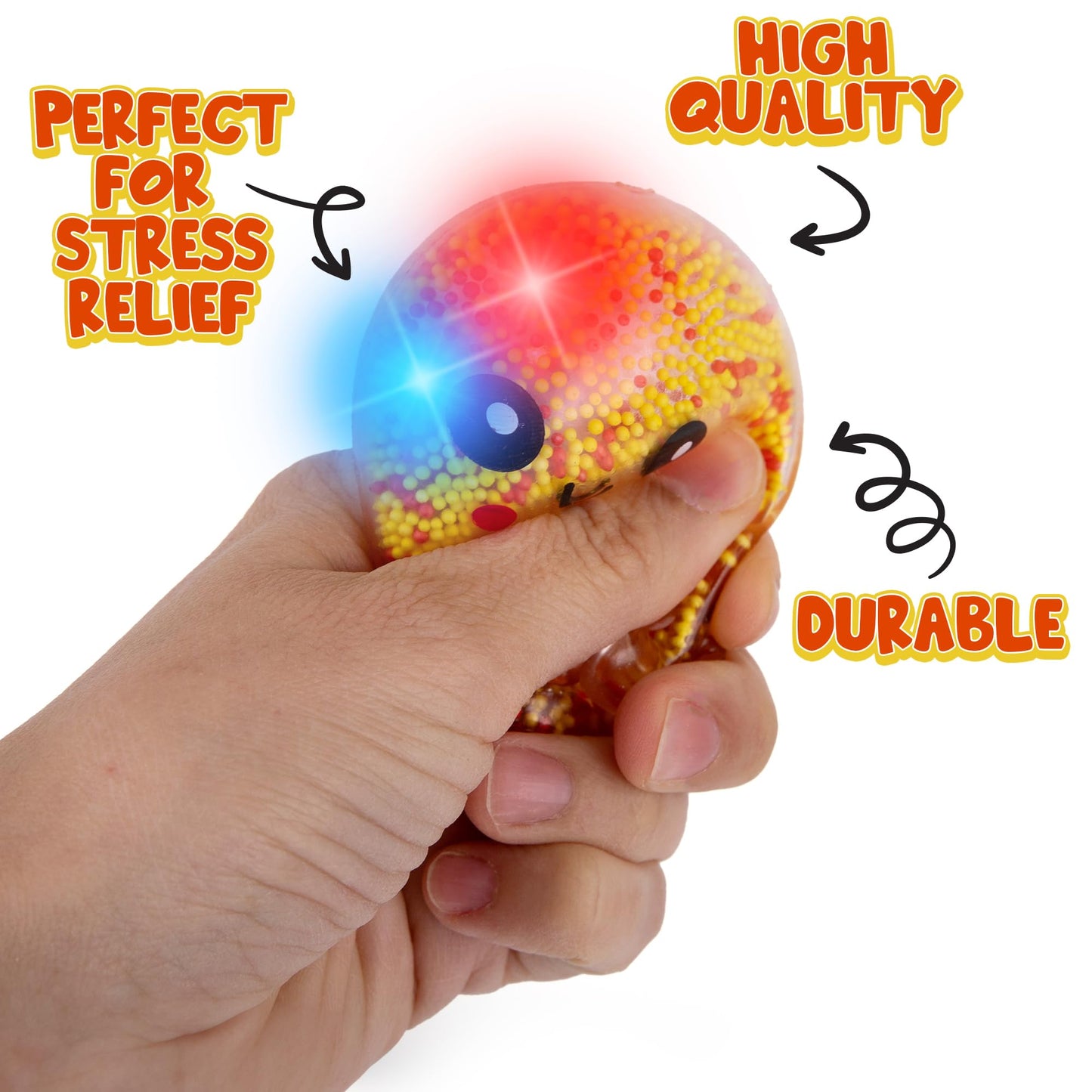 ArtCreativity Jumbo Light Up Squishy Octopus Toys – Set of 4 Fidget Sensory Toys for Kids & Adults – Glow in The Dark Toys for Autism, ADHD, Anxiety, Party Favors & Classroom Rewards