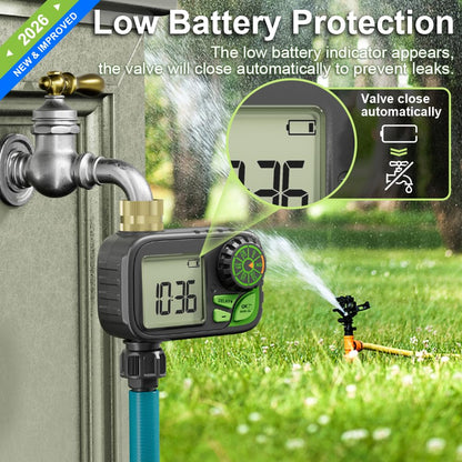 Sprinkler Timer Water Hose Timer - Programmable Digital Irrigation Outdoor Waterproof with Rain Delay, Manual & Automatic Watering System for Yard Lawn Garden Hose, Brass Inlet 1 Outlet