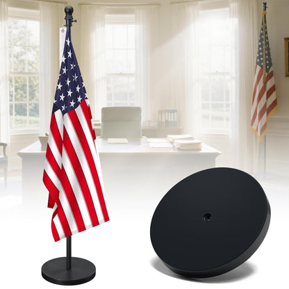 Flag Stand Indoor - 1" Heavy Duty Metal Flag Pole Set with Base,6-8ft Adjustable,Portable & Free Standing For Office,Conference Room,Classroom,Entryway,Outdoor Porch Deck (Black)