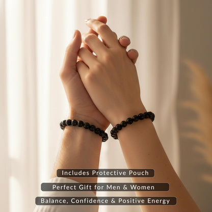 Cherry Tree Collection Black Tourmaline Beaded Bracelet – Genuine 8mm Gemstone Stretch Bracelet for Men & Women – Handmade Crystal Bracelet - (Black Tourmaline - S)