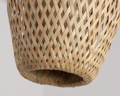 Hchunqjor Bamboo Pendant Light Fixture One-Light Adjustable Boho Basket Handmade Woven Mini Pendant Lighting for Kitchen Island Sink Farmhouse Home
