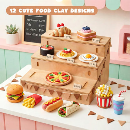 Shuttle Art Air Dry Clay for Kids - Food Store, 21 PCS Modeling Clay Kit with Sculpting Tools and Tutorials, Safe & Non-Sticky, Craft Gifts for Boys & Girls