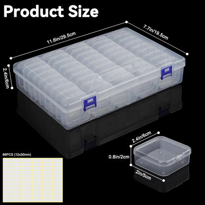 DILIBRA Bead Organizer Box, 46Pcs Small Bead Organizers and Storage Plastic Cases, Mini Clear Storage Containers Boxes with Hinged Lid for Diamond Painting Accessories Seed Jewelry Crafts
