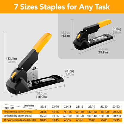 AFMAT Heavy Duty Stapler, 220 Sheets Capacity Stapler for Classroom, 60% Reduced Effort, Jam Free, Adjustable Paper Depth, Metal Desk Office Staplers w/ 50,000+ Uses, Includes 7000Pcs Staples, ES15