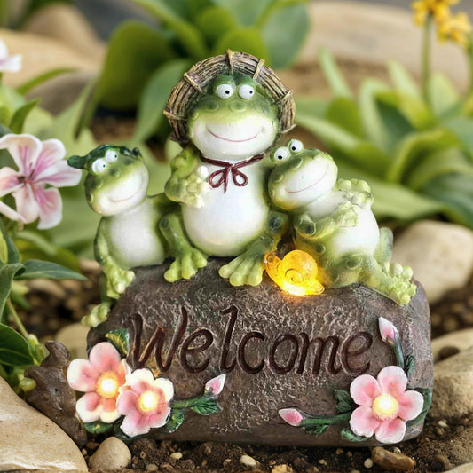 CORIETTA Funny Frog Statues for Garden - 7'' Mom & Babys Solar Frog Garden Decor Frog Garden Statue for Yard Patio Porch Lawn Birthday Mother's Day Housewarming Outdoor Decor Gifts for Women Mom.