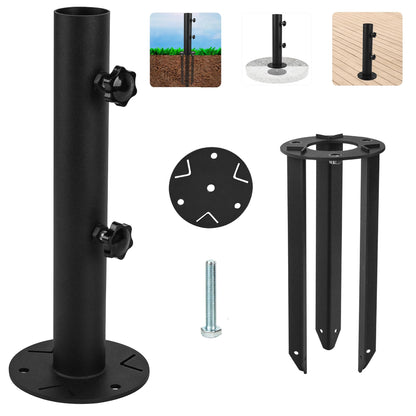 Wdwlbsm Patio Umbrella Base Stands, 3 in 1 Multifunctional Outdoor Umbrella Holder, In Ground Umbrella Base with Ground Spike Fixing,Parasol Base Mount for Concrete,Lawns,Granite