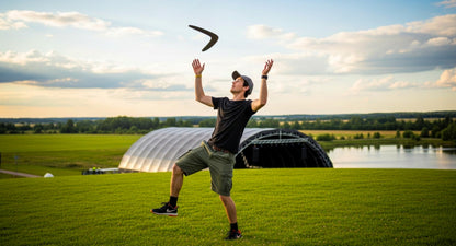Masterfully Handcrafted Wooden Boomerang | Huge Size – 18 Inches | Flight-Tested, 100-Yard Range | Returning | Includes Throwing Guide | Boomerang for Adults | Colour: Light Brown Cedar