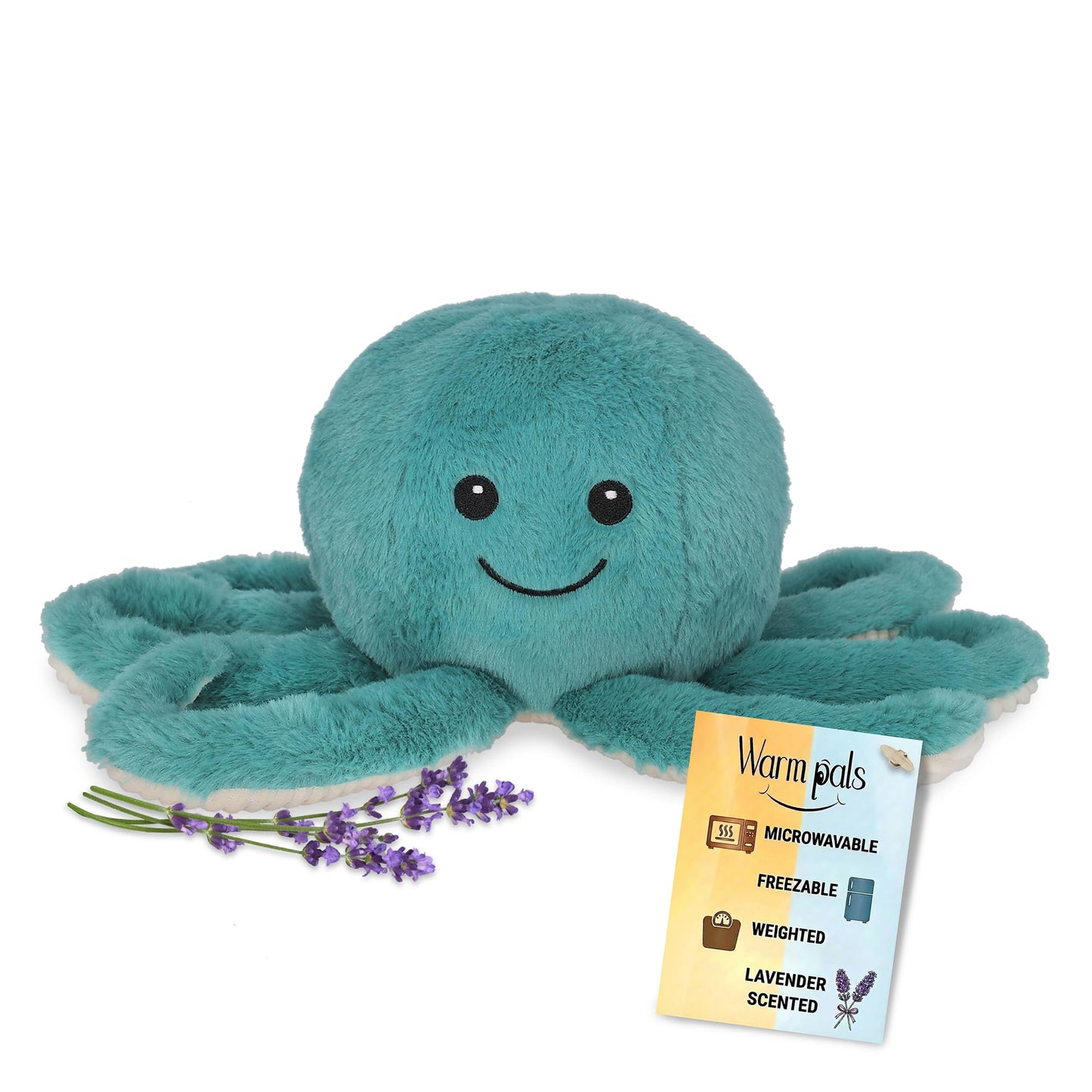 Octopus - Microwavable & Weighted Plush Stuffed Animal - Heated Plushie for Warmth - Cute, Soft, Cozy Toy for Adults & Children (Boys, Girls, & Toddlers) by Warm Pals
