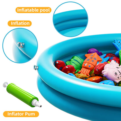TEMI Magnet Fishing Game for Kids 4-8, Fish Toys for Kids 3-5, Bathtub Floating Fishing Pole, Water Table Pool with Rod Net, Summer Water Play Indoor and Outdoor, Gifts for Holiday for Boy and Girls