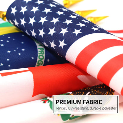 ANLEY 24 Countries Deluxe Desk Flags Set - 8 x 5 Inches Miniature American US Desktop Flag with 13" Black Pole - Vivid Color and Fade Resistant - Come with Black Base and Black Top