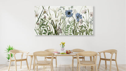 NINEASO Botanical Canvas Wall Art - Wildflower Pictures Floral Wall Decor Nature Prints Green Blue Flower Plants Painting Artwork for Living Room Bedroom Home Office Decorations 20" x 40"