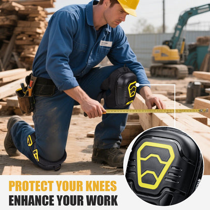 TICONN Gel Knee Pads for Work, Professional Heavy Duty Work Knee Pads for Men with Soft Foam and Gel Cushion for Men Construction, Garden, Flooring (Black/Yellow)