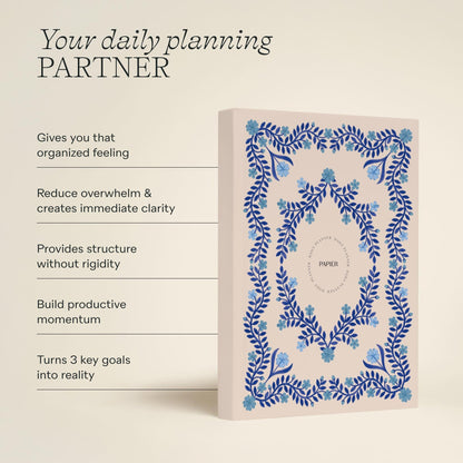 Papier Italian Summer Daily Planner - Hardback Vintage Design | Track Habits, Thoughts, To-Dos & Priorities | Motivational Gift