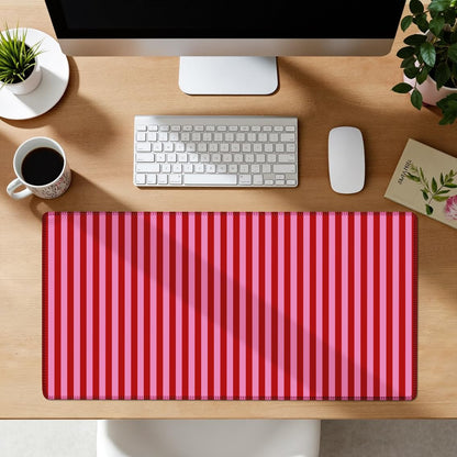 ohisxiacy Pink Red Striped Desk Mat Cute Pastel XXL Large Gaming Mouse Pad Desk Pad Kawaii Aesthetic Cozy Keyboard Laptop Computer Mat Home Office Decor for Women