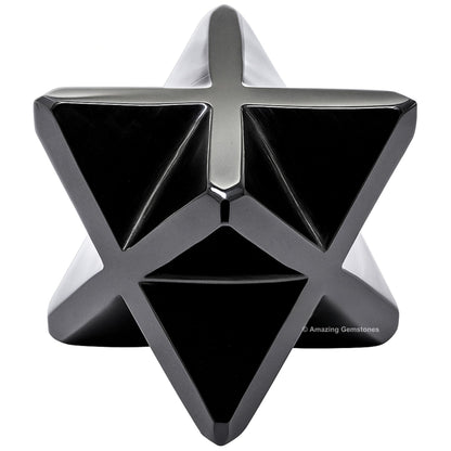 Amazing Gemstone Black Obsidian Merkaba Crystal - 1.5 Inches Metaphysical Merkaba Star for Meditation - Energetic Tetrahedron Crystal and Healing Stones for Spiritual Growth and Healing (35-40mm)