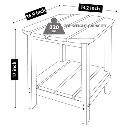 LZRS Double Adirondack Side Table, Outdoor Side Tables, End Tables for Patio, Backyard,Pool, Indoor Companion, Easy Maintenance & Weather Resistant(Black)