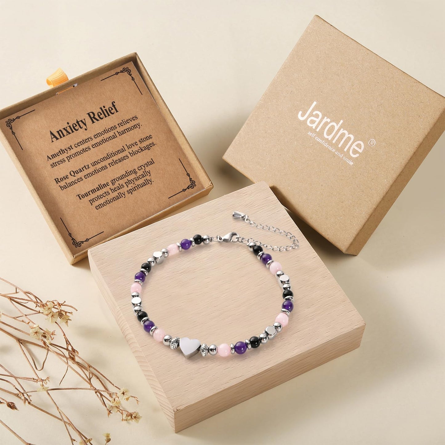 Jardme Natural Healing Crystal Bracelet for Women-Anxiety Relief