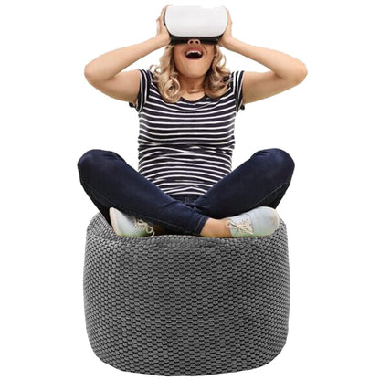 Poofieotto Unstuffed Pouf Ottoman Cover Handmade Footstool Ottoman Storage Solution Floor Pouf Footrest Cushion 20Diameterx12Height Inches for Living Room Wedding Dark Gray