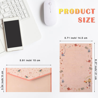 Laumoi 180 Pcs Stationery Papers and Envelopes Set Includes 60 Stationery Envelopes 120 Lined Stationery Writing Paper with 96 Colorful Round Dot Stickers, 10 Designs (Greenery)
