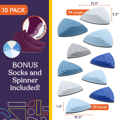 Special Supplies 10 Stepping Stones for Kids Indoor and Outdoor Balance Blocks Promote Coordination, Balance Strength Child Safe Rubber, Non-Slip Edging (Ocean)