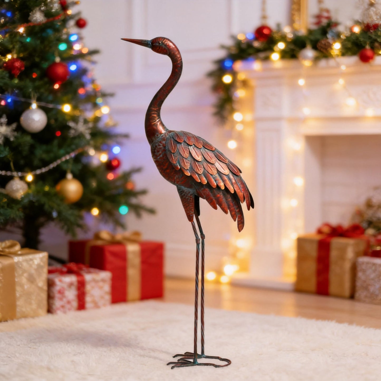 chisheen Outdoor Garden Crane Statues and Sculptures Metal Yard Art Statue for Garden Decoration Large Size