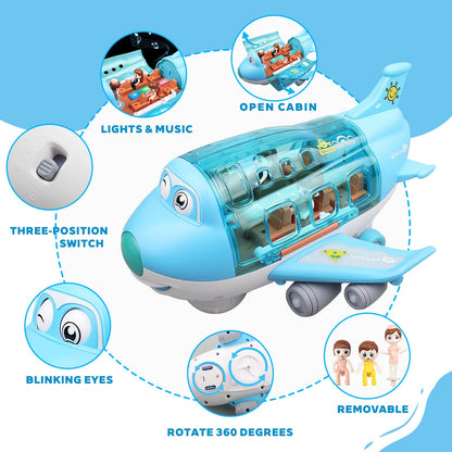 victob Toy Airplane for Kids - Toddler Toys Bump and Go Action Air Plane with LED Flashing Lights & Sounds, Birthday Easter Gifts for Boys Girls Ages 3-8 Year Olds (Blue)