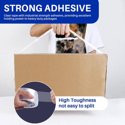 RAZCC Clear Packing Tape, 36 Rolls Heavy Duty Packaging Tape with Dispensers for Packing Shipping Moving and Sealing, Thicker Packing Tape-2" x 65 Yards Per Roll, 2340 Total Yards