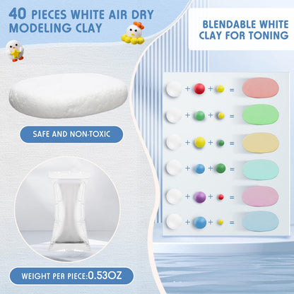 VioraWhite 40 Pcs 21oz Air Dry Clay Bulk Modeling Ultra Lightweight Foam Modeling Clay for Kids Adults Magic DIY Crafts Party Arts and School Project Gifts Supplies(White)