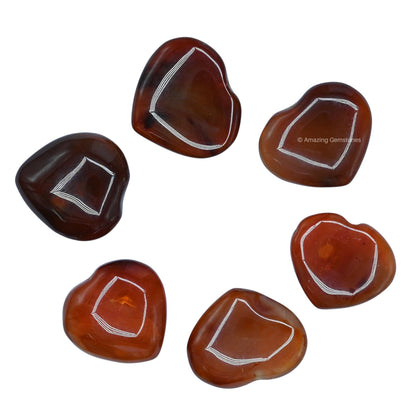 Amazing Gemstone Carnelian Stone Heart - Pack of 2 Crystal Heart Stones Rocks - Corazones De Piedra Crystals and Healing Stones Heart Shaped Crystal - Stocking Stuffers Gifts