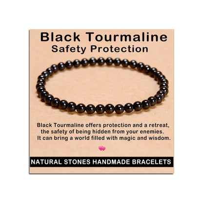 AD Beads Handmade Gemstone Stretch Elastic Bracelet Crystal Healing Reiki Nature's Beauty and Spiritual Essence Unisex (10mm, Black Tourmaline (Best Protection))