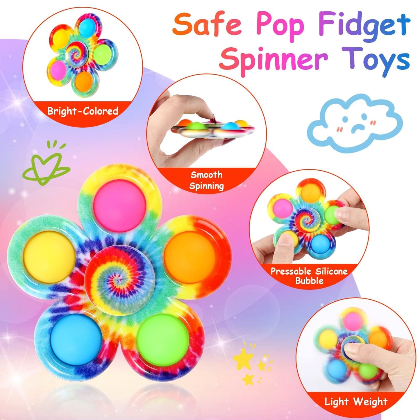 Gigilli 24 Pack Party Favors Fidget Spinners for Kids 4-8-12, Treasure Box Toys Classroom Prizes, Goodie Bags Stuffers Gifts for Kids 3-5, ADHD Pop Mini Fidget Toys Bulk, Adult Anxiety Sensory Toys