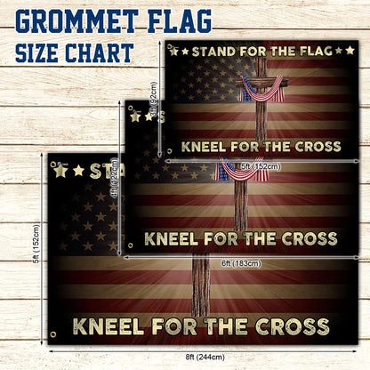 FLAGWIX 4th of July Decorations - Stand For The Flag Kneel For The Cross Grommet Flag QNK105GF, 3x5 ft., No Flag Pole Rings - Heavy Duty Flags High Density Polyethylene, Durable Indoor Outdoor