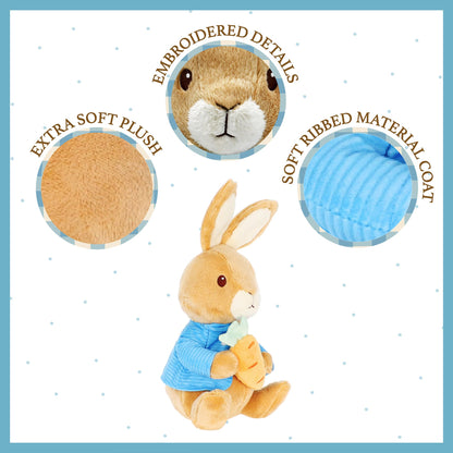 Beatrix Potter Peter Rabbit Plush with Carrot, 13 Inch Soft Stuffed Animal, Classic Peter Rabbit Toy for Babies, Toddlers, and Collectors