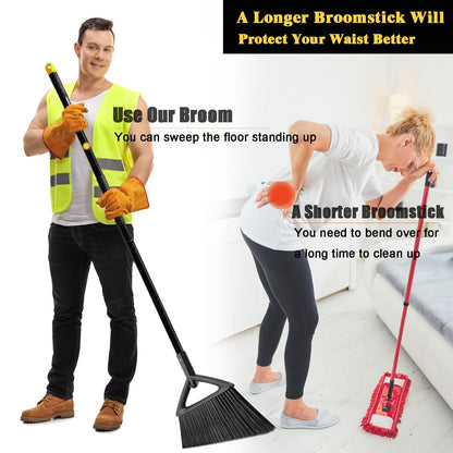 PUTNATRUE Heavy Duty Commercial Broom, 3 Pack Upgraded Angle Brooms for Sweeping Outdoor and Indoor, Perfect Black Brooms of House, Kitchen, Garage, Courtyard, Concrete